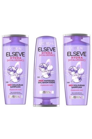 Elseve Hydra [hyaluronic] Saç Bakım Kremi 390 Ml 1 Adet+ Hydra Şampuan 390 Ml 2 Adet