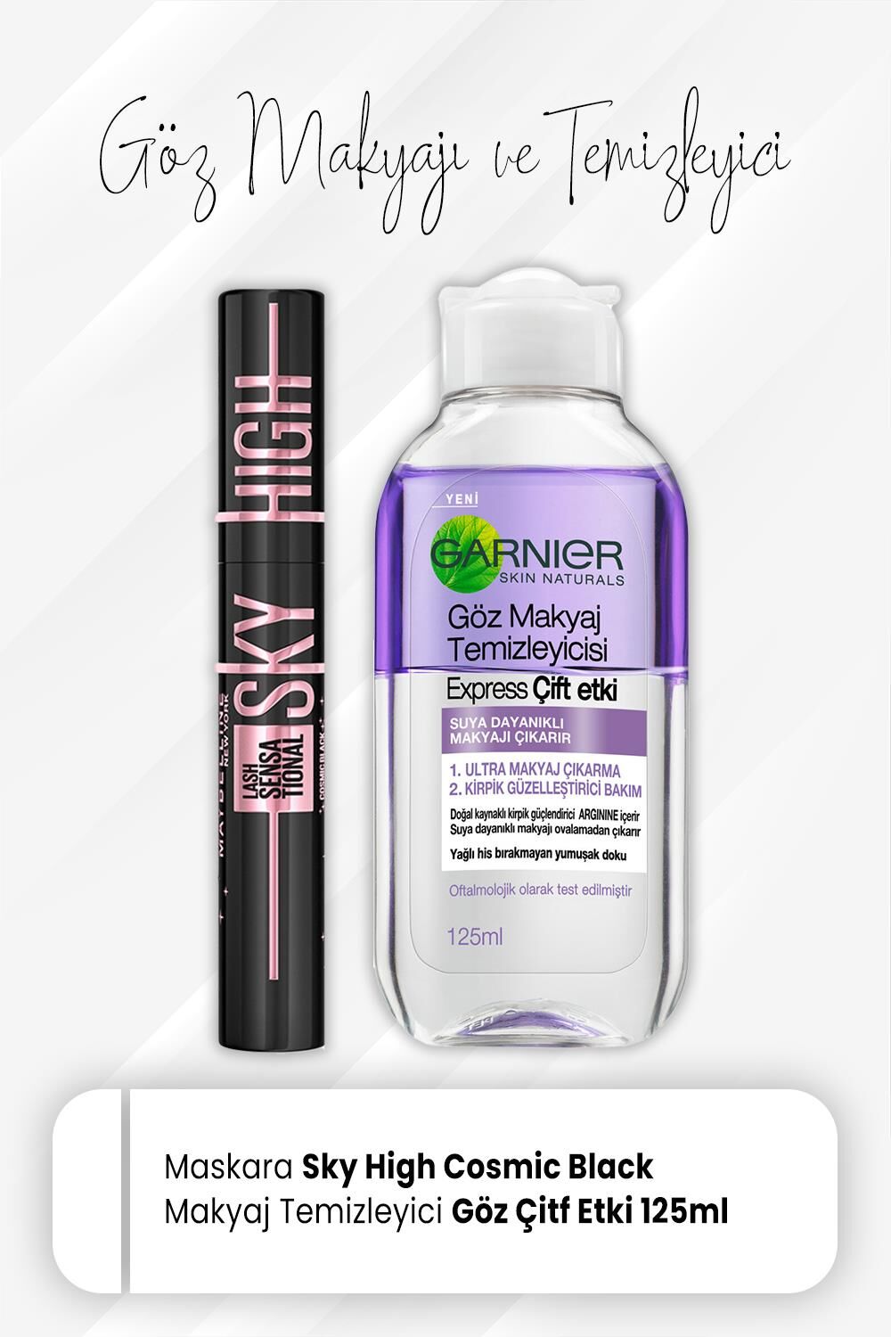 Maybelline New York Maskara Sky High Cosmic Black ve Express Göz Makyaj Temizleyici 125 ml