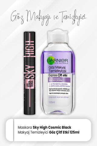 Maybelline New York Maskara Sky High Cosmic Black ve Express Göz Makyaj Temizleyici 125 ml
