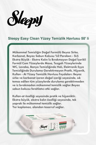 Sleepy Easy Clean Yüzey Temizlik Havlusu 50' li 5 Al 4 Öde ve Rosie Pamuk