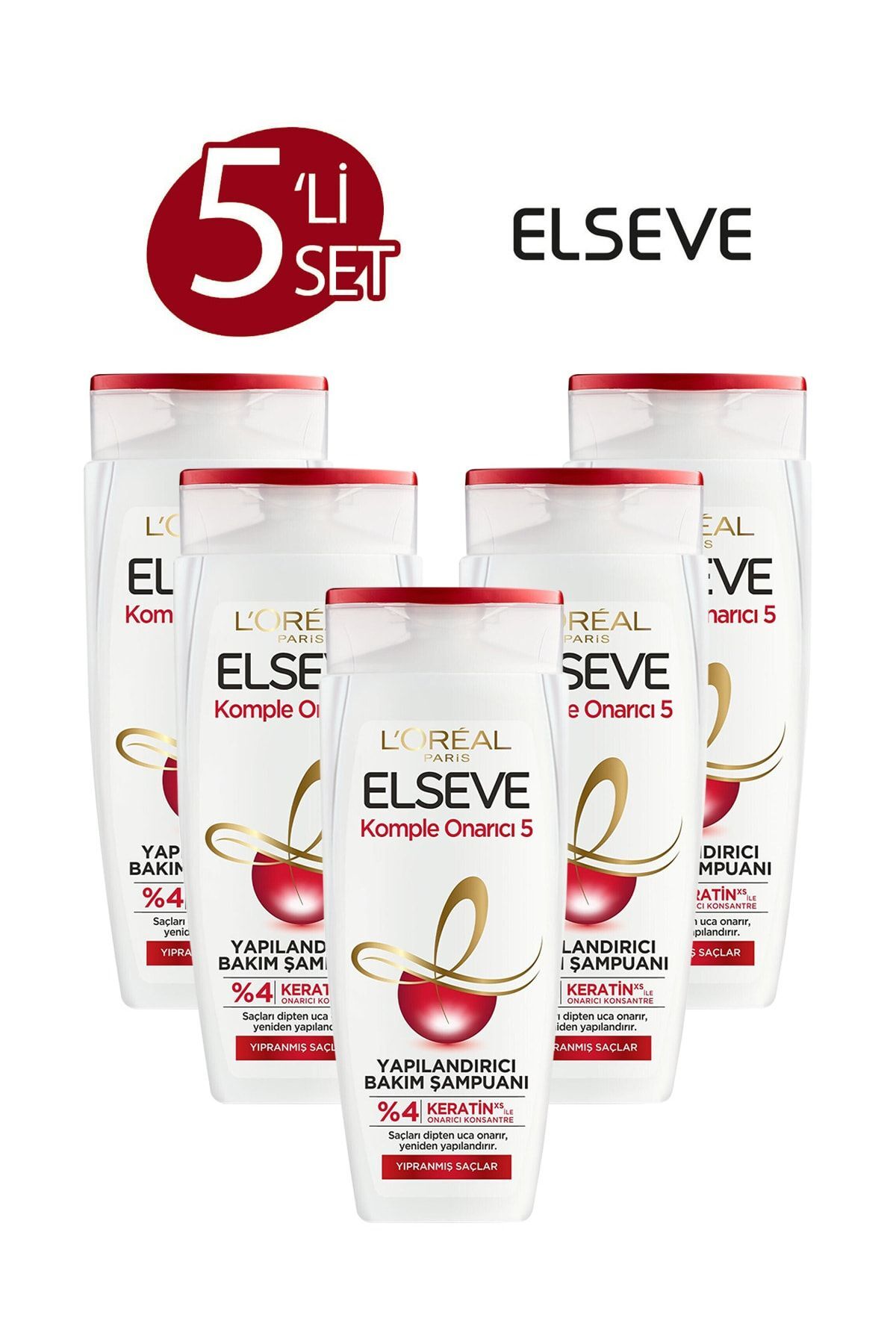 Elseve Komple Onarıcı 5 Yıpranmış Saçlar Için Şampuan 360 ml X 5 Adet