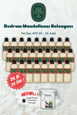 26 AL 22 ÖDE 400 ML Bodrum Mandalinası Kolonyası ve ROSIE Hediye
