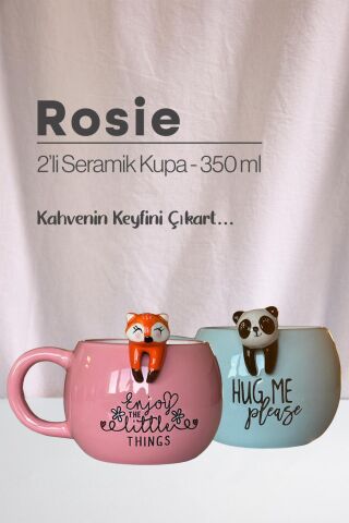 Tilki ve Panda Figürlü Seramik Kupa 350 ml