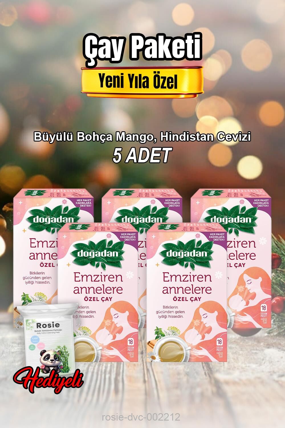 Emziren Annelere Özel Bitki Çayı 18'li X 5 ve Rosıe Pamuk