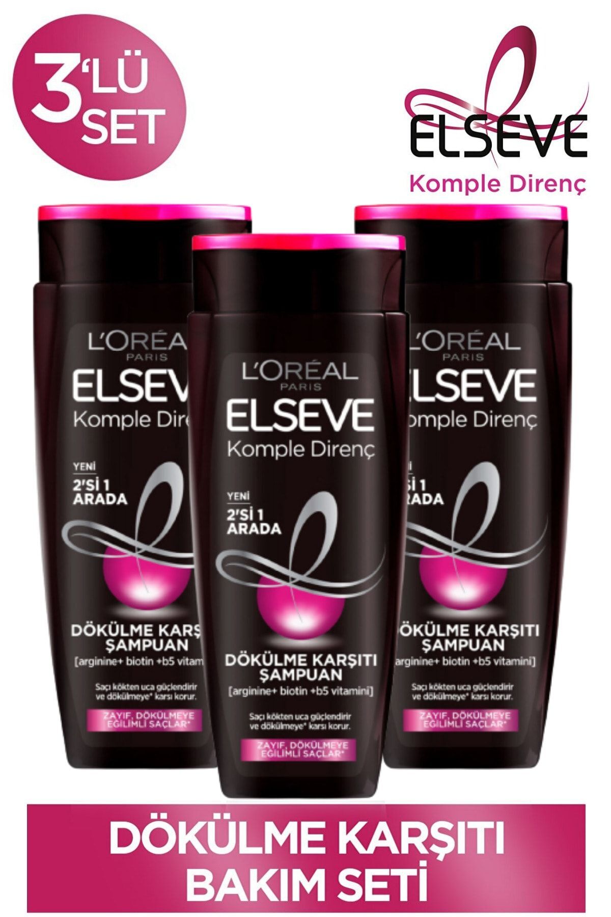 Elseve Komple Direnç Dökülme Karşıtı 2si1arada Şampuan 450ml 3 Adet