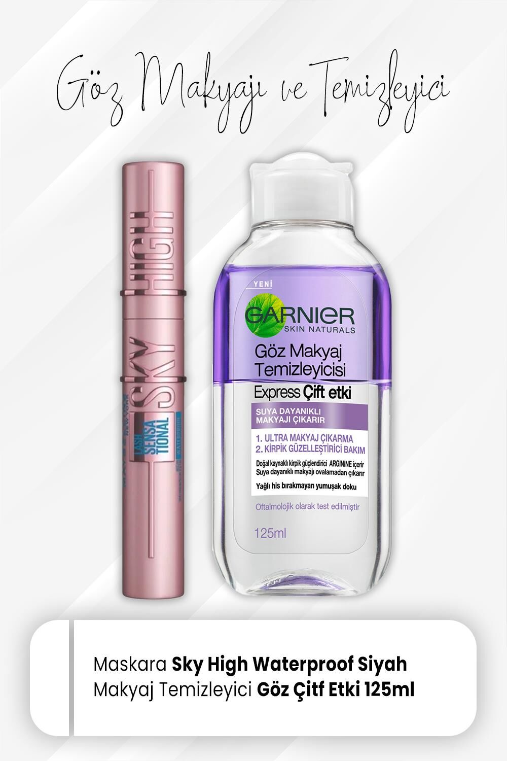 Maybelline Lash Sensational Sky High Waterproof Siyah ve Express Göz Makyaj Temizleyici 125 ml