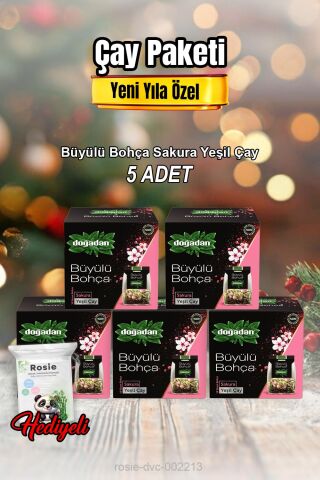 Büyülü Bohça Sakura Yeşil Çay 10'lu X 5 ve Rosıe Pamuk