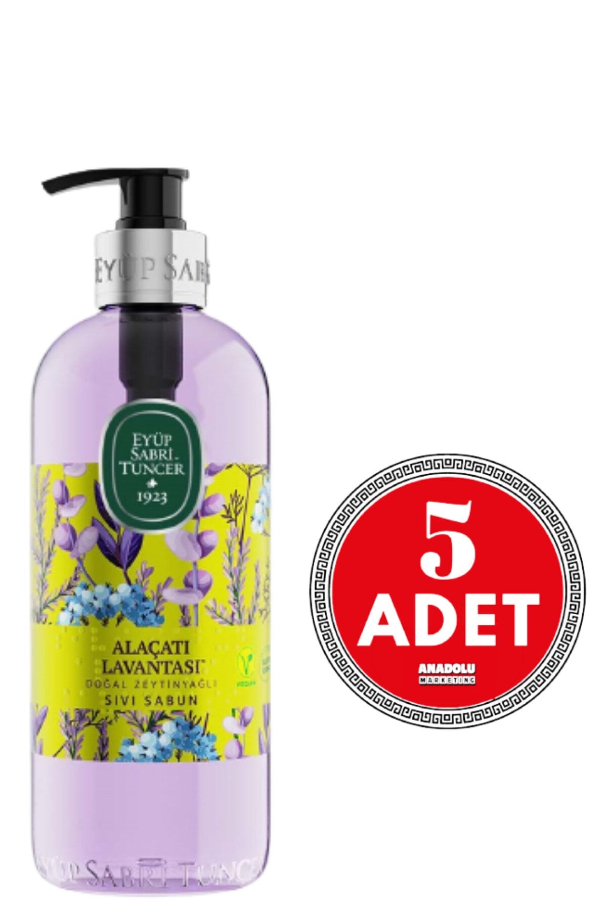 Eyüp Sabri Tuncer Alaçatı Lavantası Doğal Zeytinyağlı Sıvı Sabun 500 ml x 5 Adet