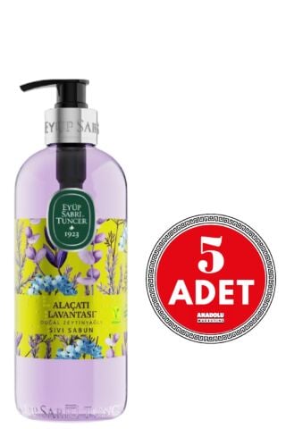 Eyüp Sabri Tuncer Alaçatı Lavantası Doğal Zeytinyağlı Sıvı Sabun 500 ml x 5 Adet