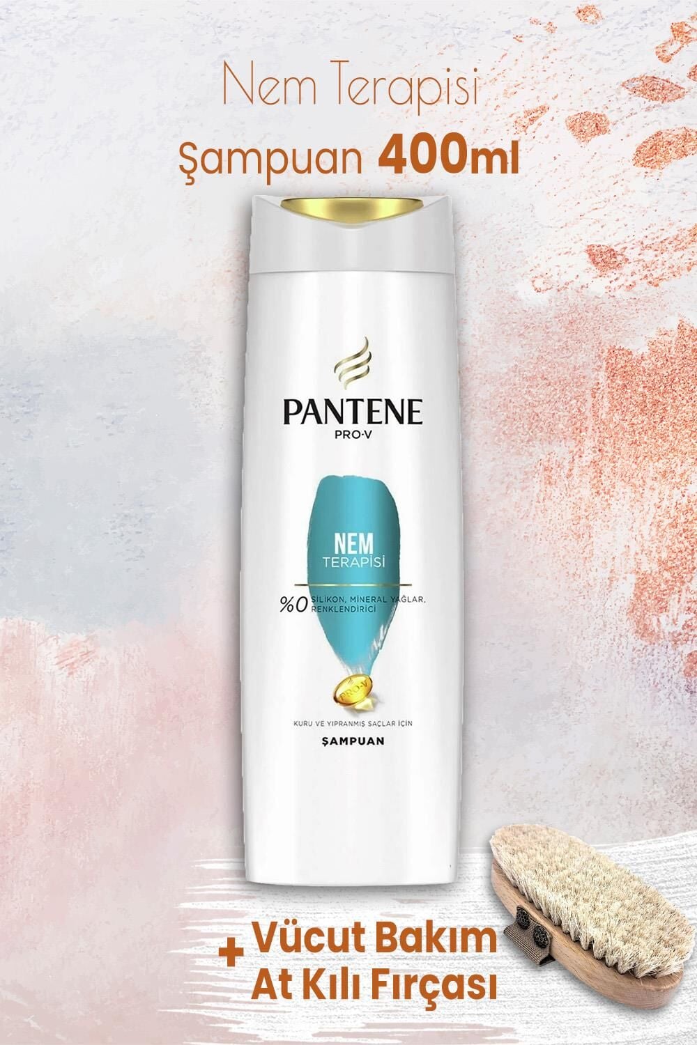 Pantene Pro-V Şampuan Nem Terapisi 400 ml ve Vücut Bakım At Kılı Fırçası