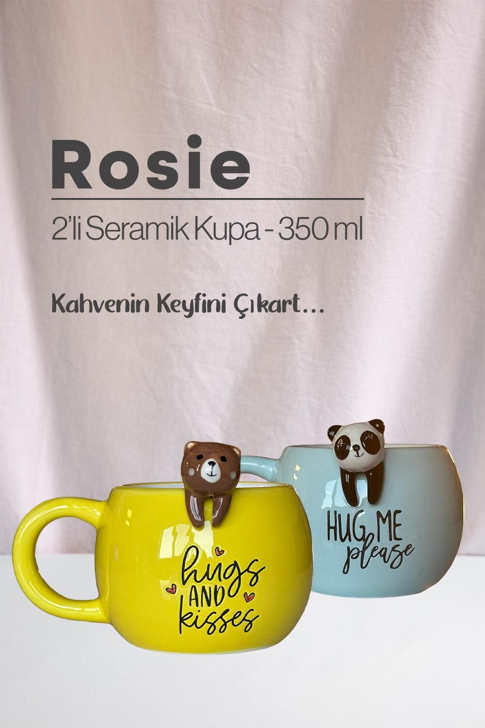 Ayı ve Panda Figürlü Seramik Kupa 350 ml