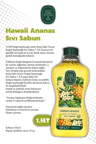 1.5L Sıvı Sabun Zeytinyağlı ve Hawaii Ananas ve ROSIE