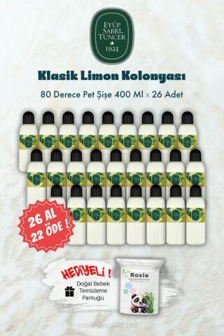 26 AL 22 ÖDE 400 ML 80 Derece Klasik Limon Kolonyası ve ROSIE Hediye