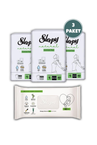 Sleepy Natural Ultra Hassas Hijyenik Günlük Ped Normal 120 Adet, Natural 60'lı Islak Mendil ve ROSIE