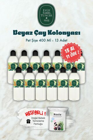 400 ML 13 AL 11 ÖDE Beyaz Çay Kolonyası ve ROSIE Hediye