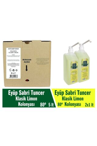 Eyüp Sabri Tuncer Klasik Limon Kolonyası 1 lt Sprey Başlıklı 2 Adet ve 1 Adet 5 Litre Dökme Limon Kolonyası
