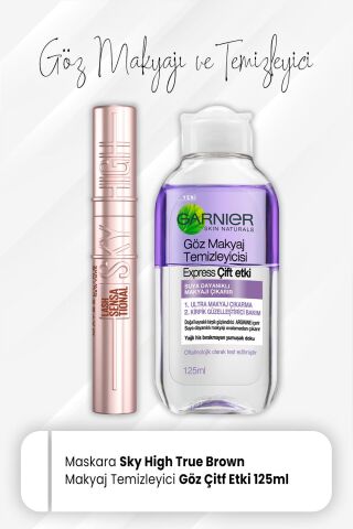 Maybelline New York Maskara Sky High True Brown ve Express Göz Makyaj Temizleyici 125 ml