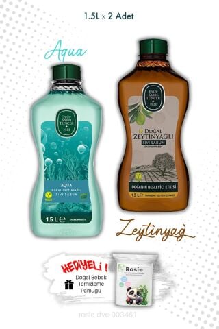 Eyüp Sabri Tuncer Aqua ve Zeytinyağlı 1.5L Sıvı Sabun ve ROSIE