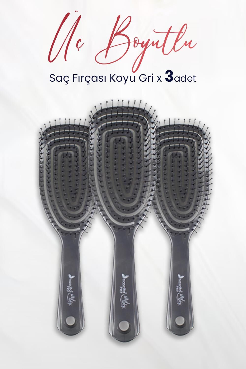 Nascita Üç Boyutlu Saç Fırçası Koyu Gri x 3 Adet