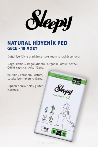 7 AL 6 ÖDE Sleepy Natural Ultra Hassas Hijyenik Ped Gece 18 Adet ve Saç Fırçası