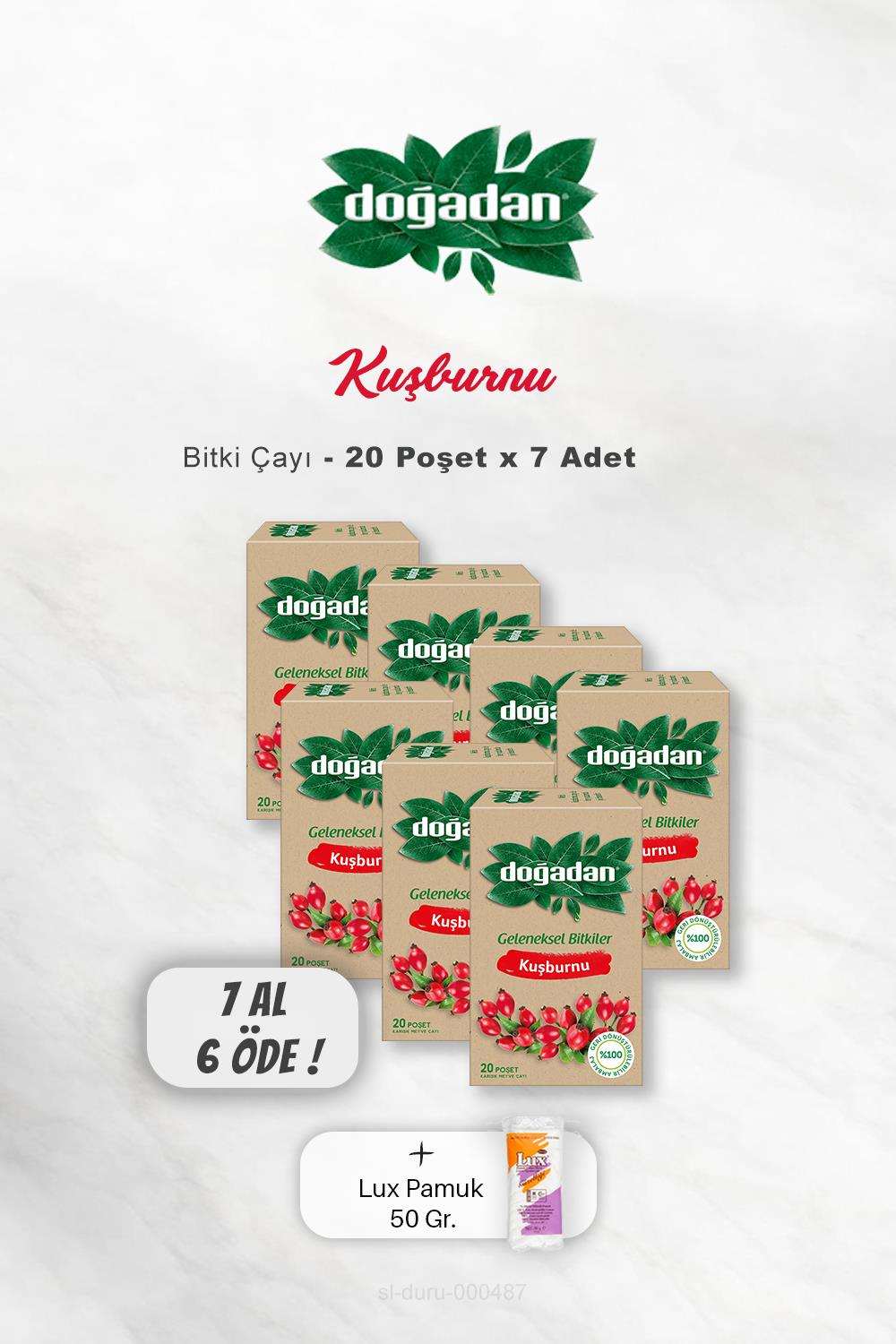 7 AL 6 ÖDE Doğadan Kuşburnu Çayı 20'li, Pamuk