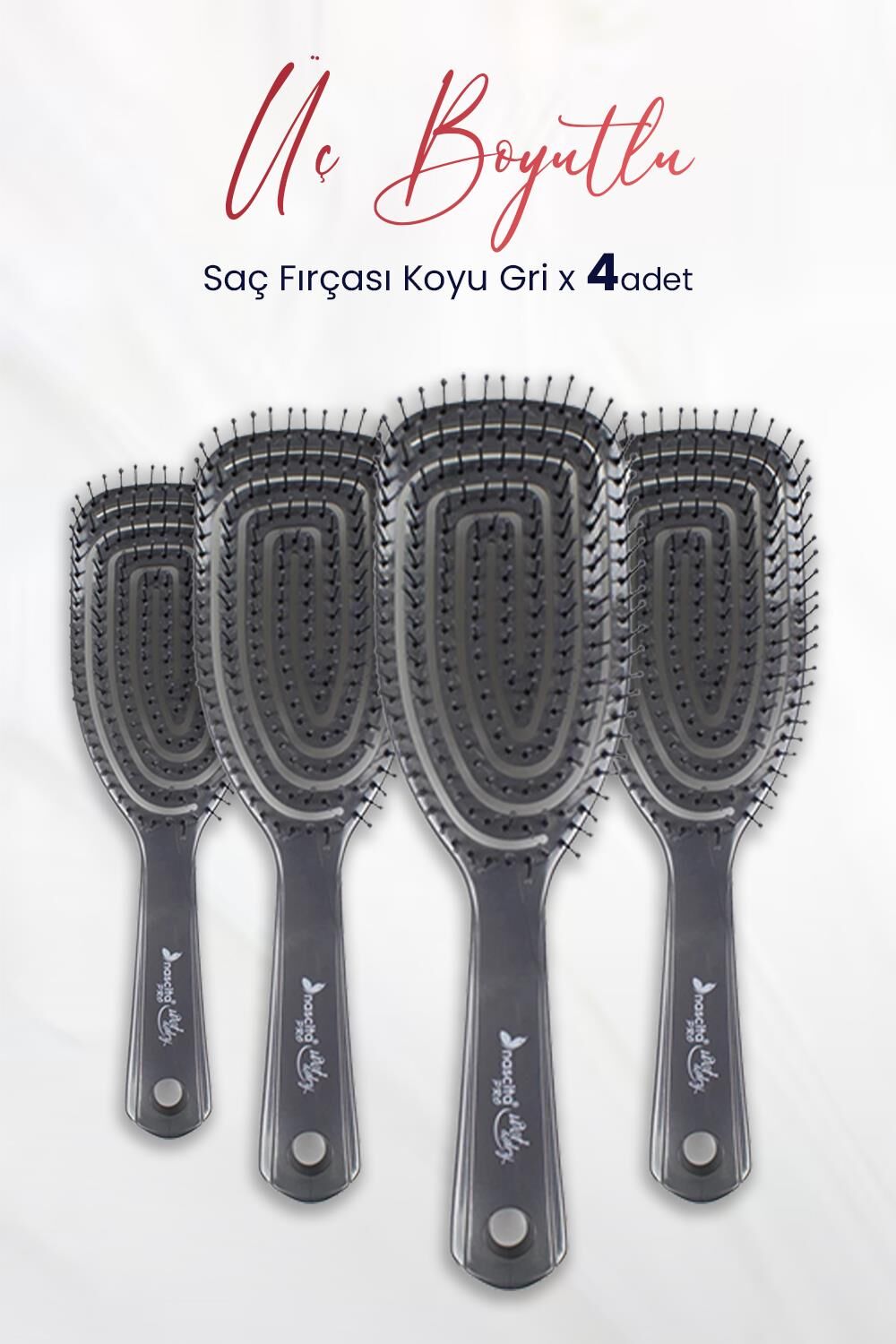 Nascita Üç Boyutlu Saç Fırçası Koyu Gri x 4 Adet