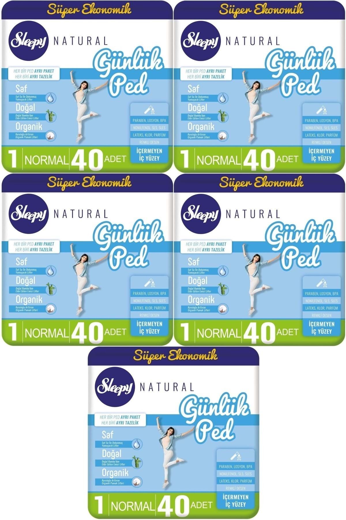 Sleepy Natural Günlük Ped Normal 40'Lı X 5 (200 Adet)