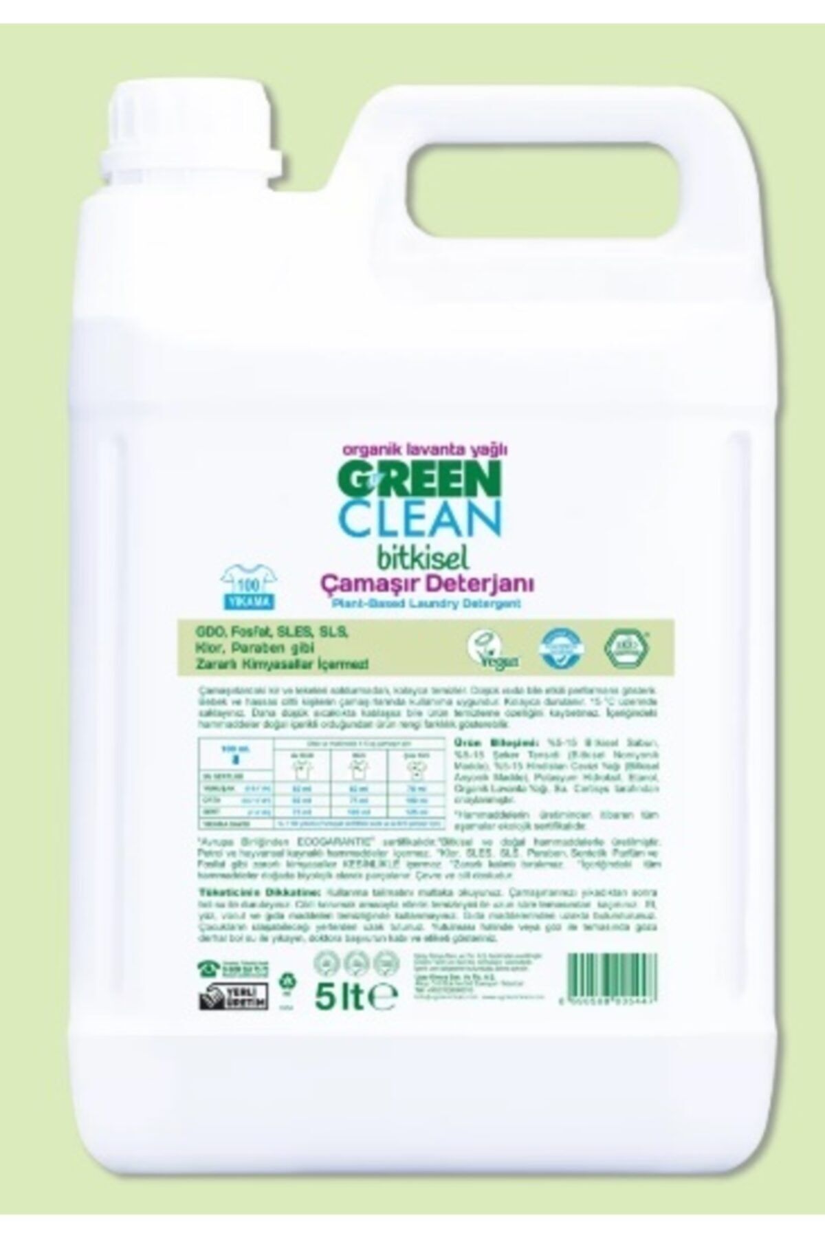 Bitkisel Çamaşır Deterjanı Organik Lavanta Yağlı (5000 Ml)