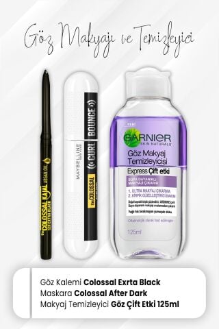 Maybelline Colossal Kajal Extra Black 12H, Curl Bounce After Dark ve Express Çift Etki 125 ml
