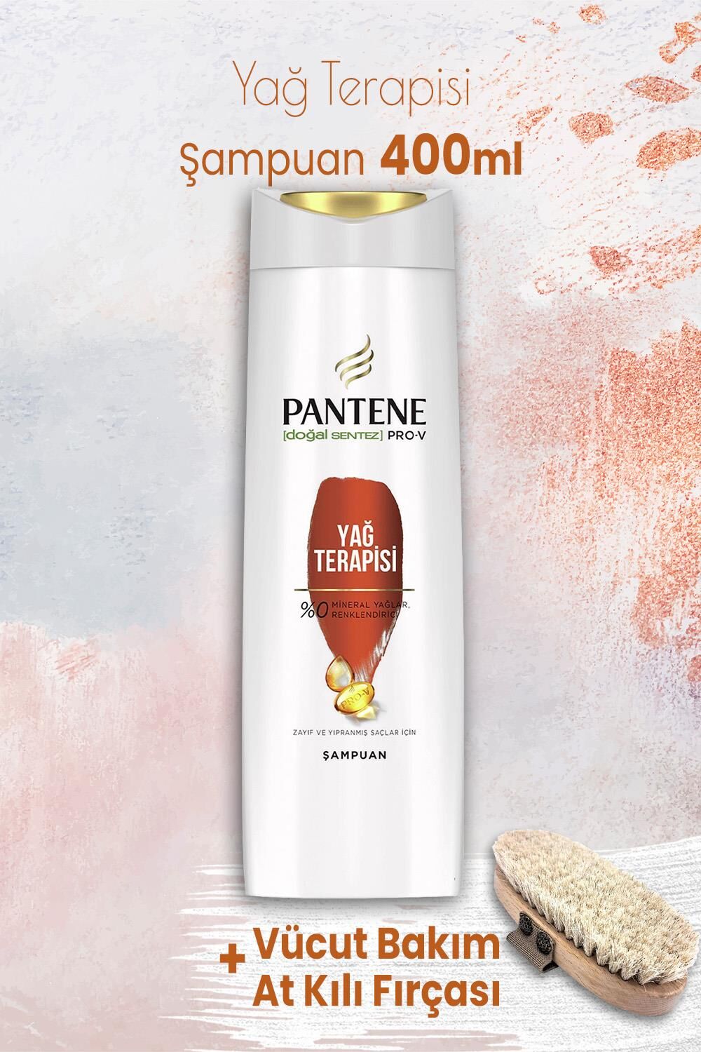 Pantene Pro-V Şampuan Yağ Terapisi 400 ml ve Vücut Bakım At Kılı Fırçası