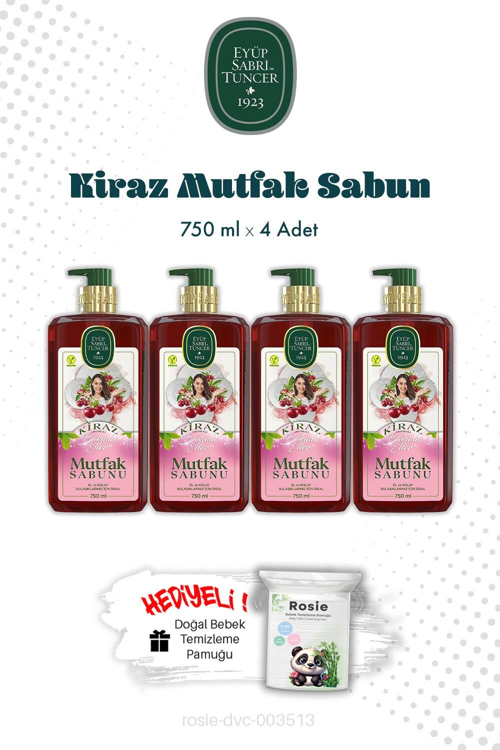Kiraz Mutfak Sabun Eyüp Sabri Tuncer 750 ML X4 ve ROSIE