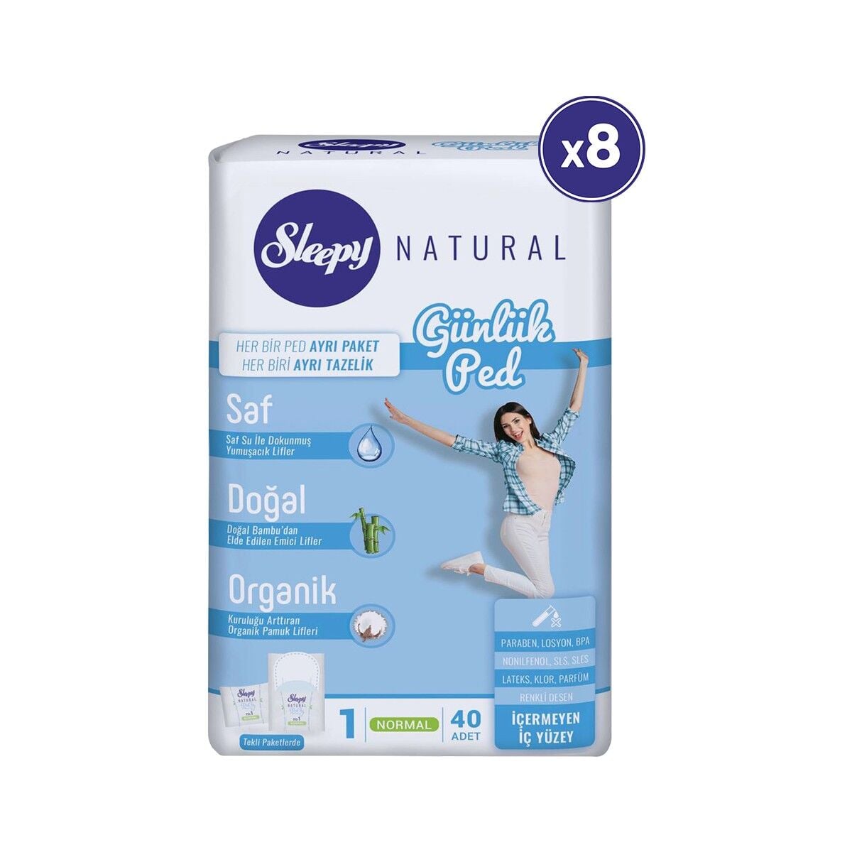 Sleepy Natural Günlük Ped Normal 8 x 40