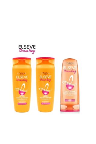 Elseve Loreal Paris Dream Long Onarıcı Şampuan 670 Ml X 2 Adet + Saç Bakım Kremi 360 Ml