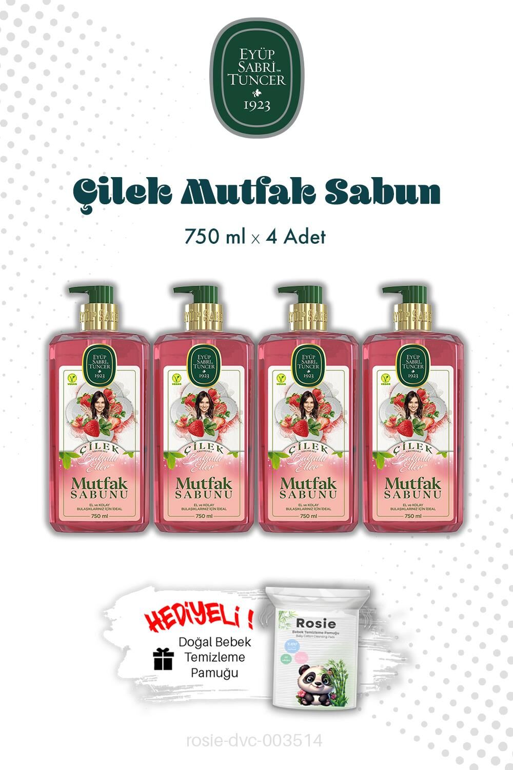 750 ML Çilek Mutfak Sabun Eyüp Sabri Tuncer X4 ve ROSIE