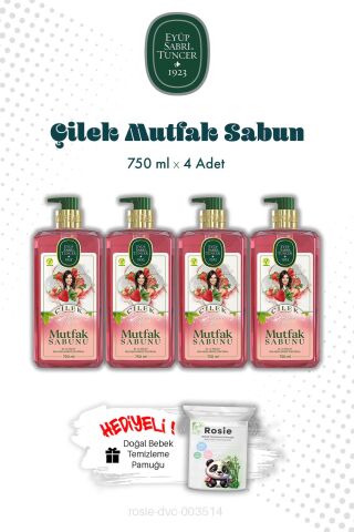 750 ML Çilek Mutfak Sabun Eyüp Sabri Tuncer X4 ve ROSIE