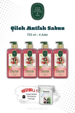 750 ML Çilek Mutfak Sabun Eyüp Sabri Tuncer X4 ve ROSIE