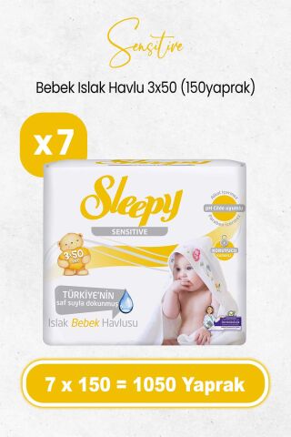 Sleepy Sensitive Islak Bebek Mendil 3x50 x 7 Adet (1050 Yaprak)
