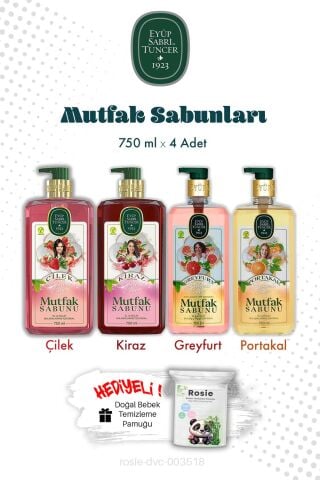 Kiraz, Portakal, Çilek, Greyfurt Mutfak Sabun 750 ML ve Rosıe