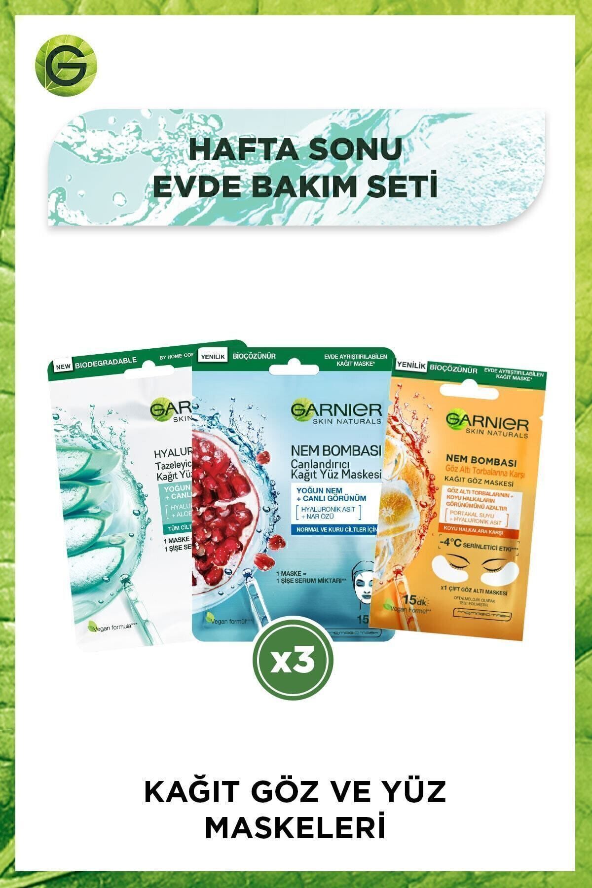 Hafta Sonu Evde Bakım Kağıt Yüz Maske Seti 3'lü