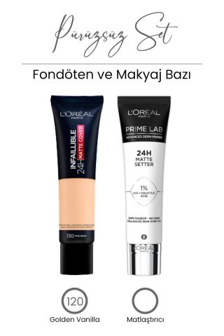 Loreal Paris Infaillible Fresh Fondöten 120 ve Prime Lab 24H Matlaştırıcı Makyaj Bazı