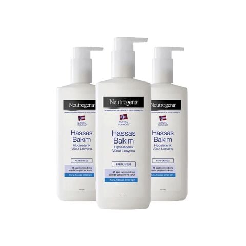 Neutrogena Hassas Bakım Vücut Losyonu Parfümsüz 400 ml x 3