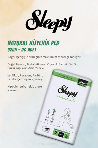 Sleepy 4 AL 3 ÖDE Natural Hassas Hijyenik Ped Uzun 20 Adet ve Tırnak Yapıştırıcısı