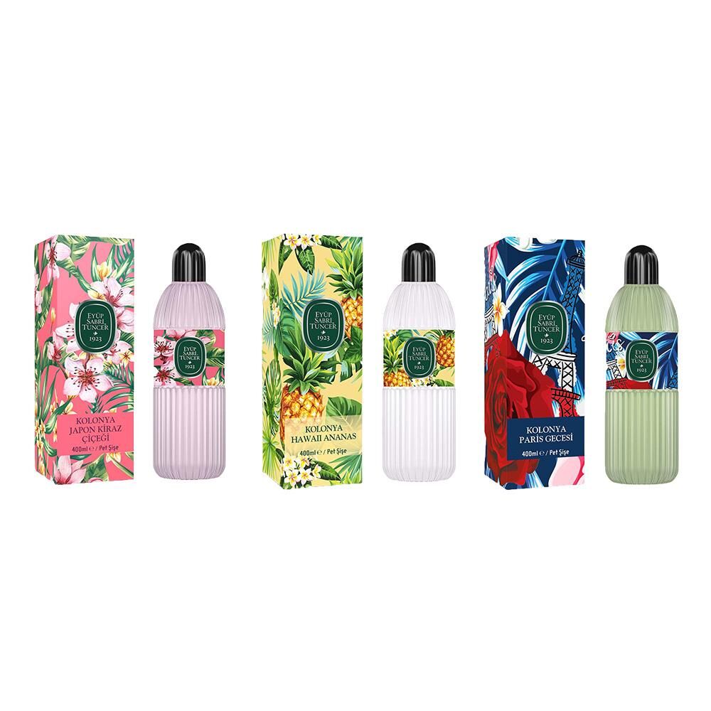 Eyüp Sabri Tuncer Kolonya Japon Kiraz Çiçeği, Hawaii Ananas ve Paris Gecesi Pet Şişe 400 ML