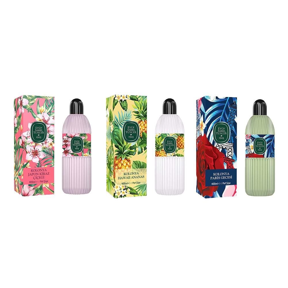 Eyüp Sabri Tuncer Kolonya Japon Kiraz Çiçeği, Hawaii Ananas ve Paris Gecesi Pet Şişe 400 ML