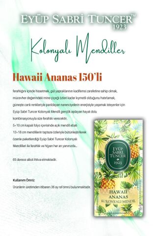 30'lu Gül, 150'li Ananas ve Kiraz Kolonyalı Mendil ve ROSIE