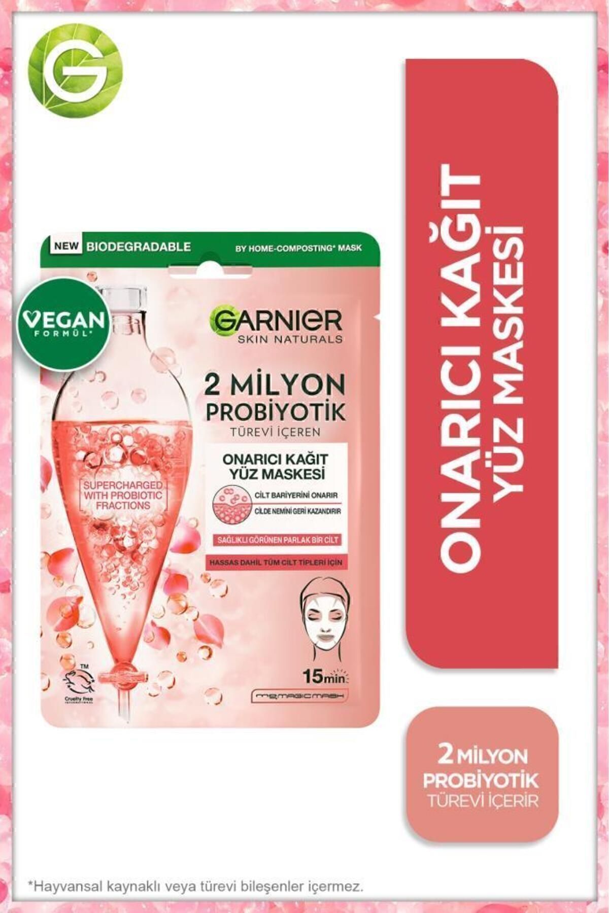 2 Milyon Probiyotik Türevi Içeren Onarıcı Kağıt Yüz Maskesi