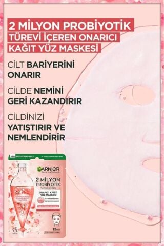2 Milyon Probiyotik Türevi Içeren Onarıcı Kağıt Yüz Maskesi