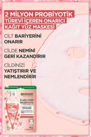 2 Milyon Probiyotik Türevi Içeren Onarıcı Kağıt Yüz Maskesi