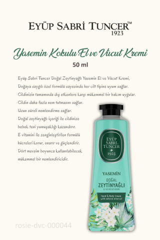 Eyüp Sabri Tuncer 3 Adet El ve Vücut Kremi Yasemin Kokulu 50 ml ve ROSIE Pamuk