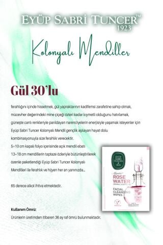 30'lu Gül, Verbena 50'li, Mandalina 150'li Kolonyalı Mendil ve ROSIE